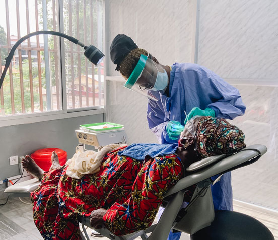 Dental treatment with protective equipment